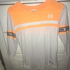 Victoria secret PINK orange and white top